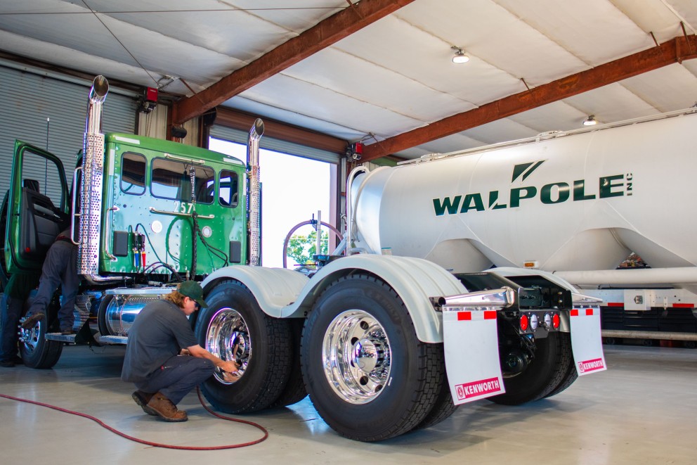 Truck inside warehouse